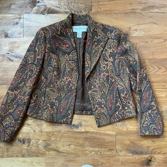 Vintage Y2K Doncaster Paisley Patterned Tapestry Jacquard Blazer Jacket size 8 - Picture 5 of 13